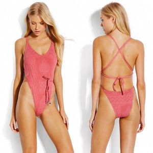 NWT Seafolly Daydreamer Wrap Maillot One Piece Bathing Suit in Dalia Size US 8